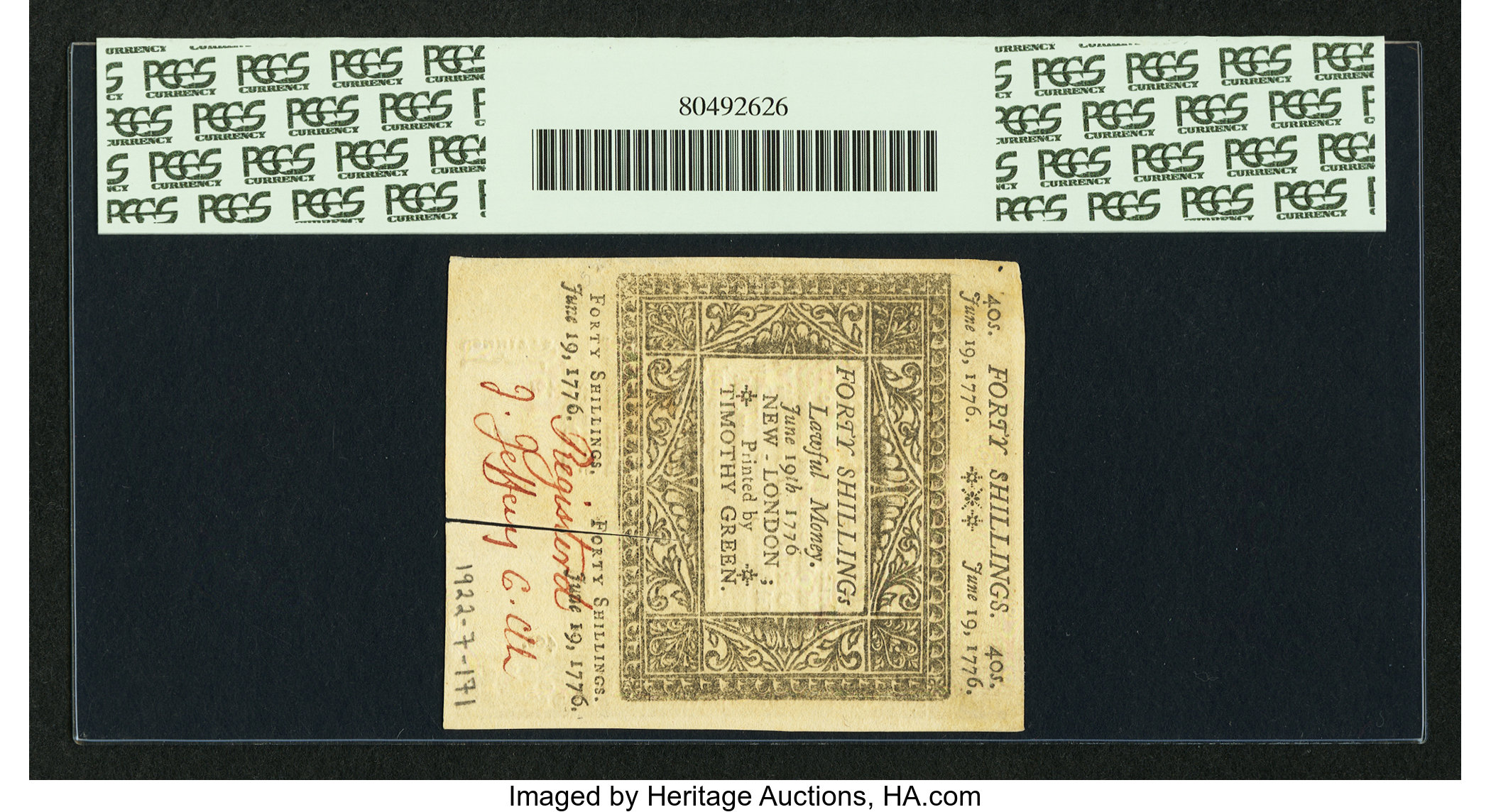 image for: Connecticut June 19, 1776 40s PCGS Very Choice New 64....