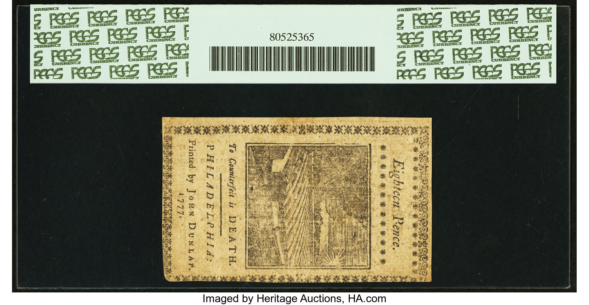 image for: Pennsylvania April 10, 1777 1s6d PCGS Extremely Fine 45PPQ....