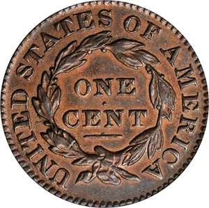 image for: 1831 Matron Head Cent. N-12. Rarity-1. Noyes Die State F/B. Large Letters. AU-58 (ANACS).