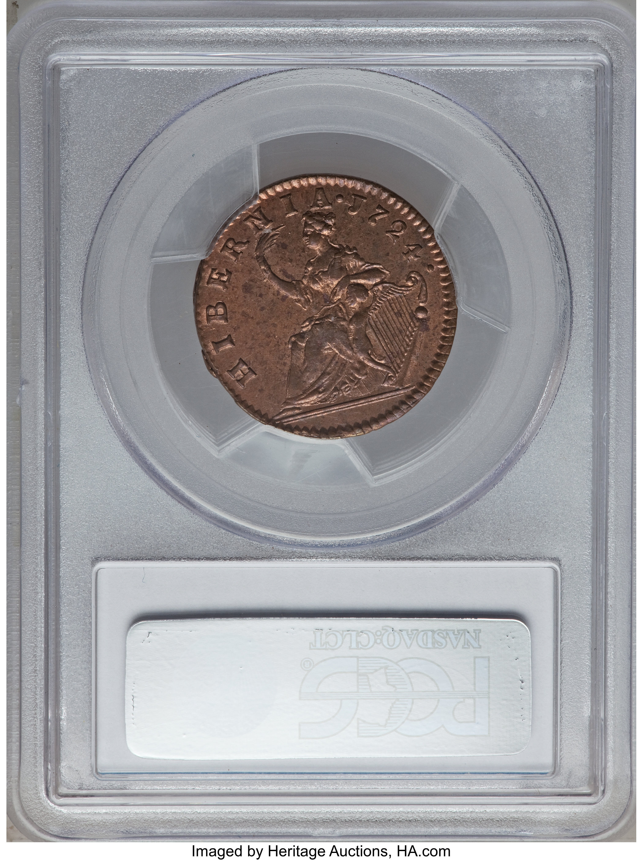 image for: 1724 1/2P Hibernia Halfpenny MS64+ Red and Brown PCGS. CAC. M. 4.51-K.4, W-13690, R.2....
