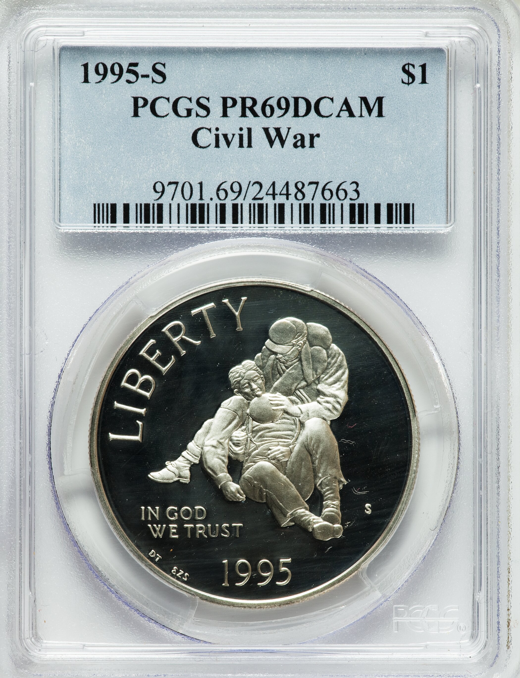 1995-S $1 Civil War Silver Dollar PR69 Deep Cameo PCGS. PCGS Population (2858/113). NGC Census: (4209/125). Numismedia Wsl...