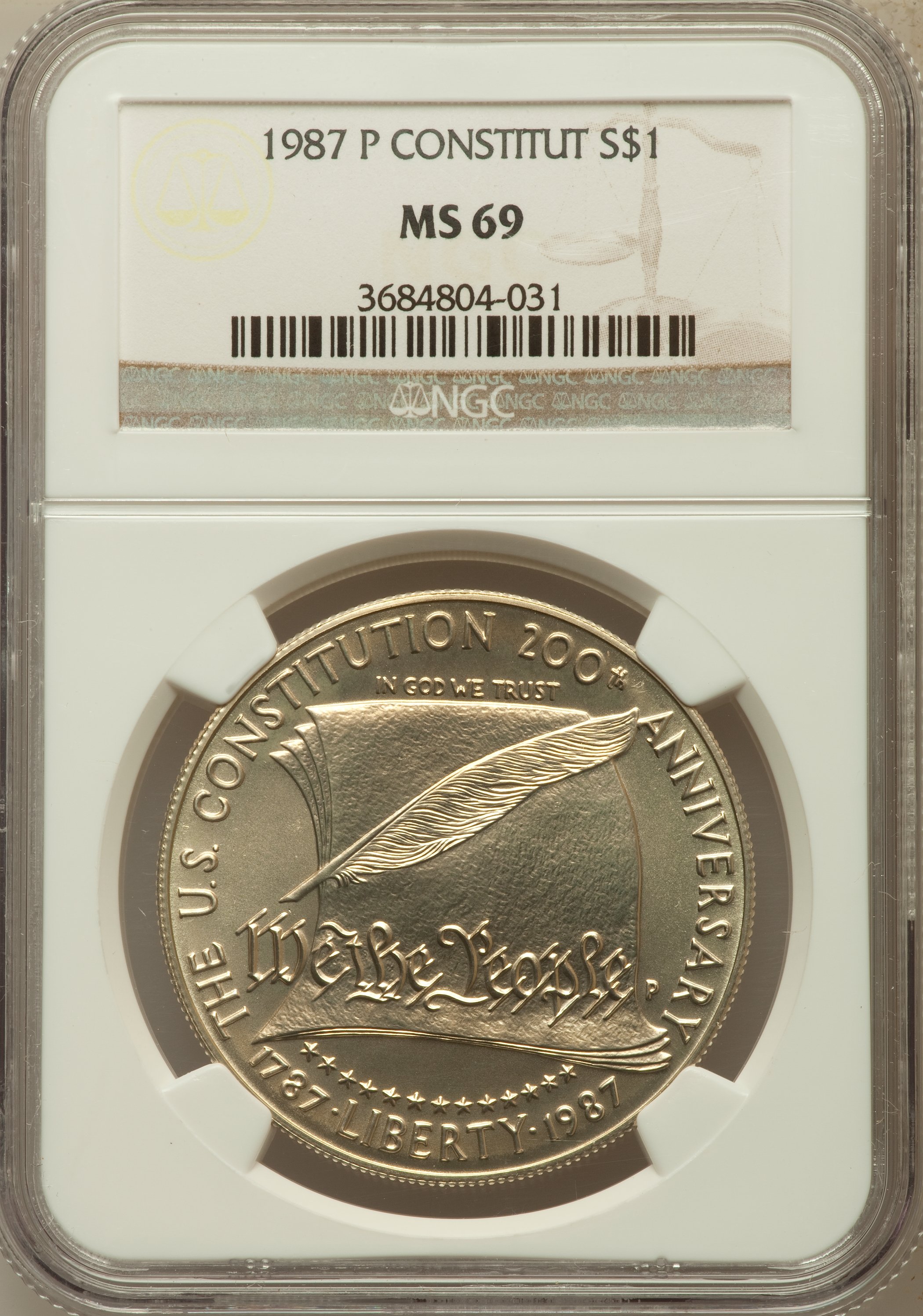 1987 P Constitution Bicentennial Silver dollar MS Values | Greysheet