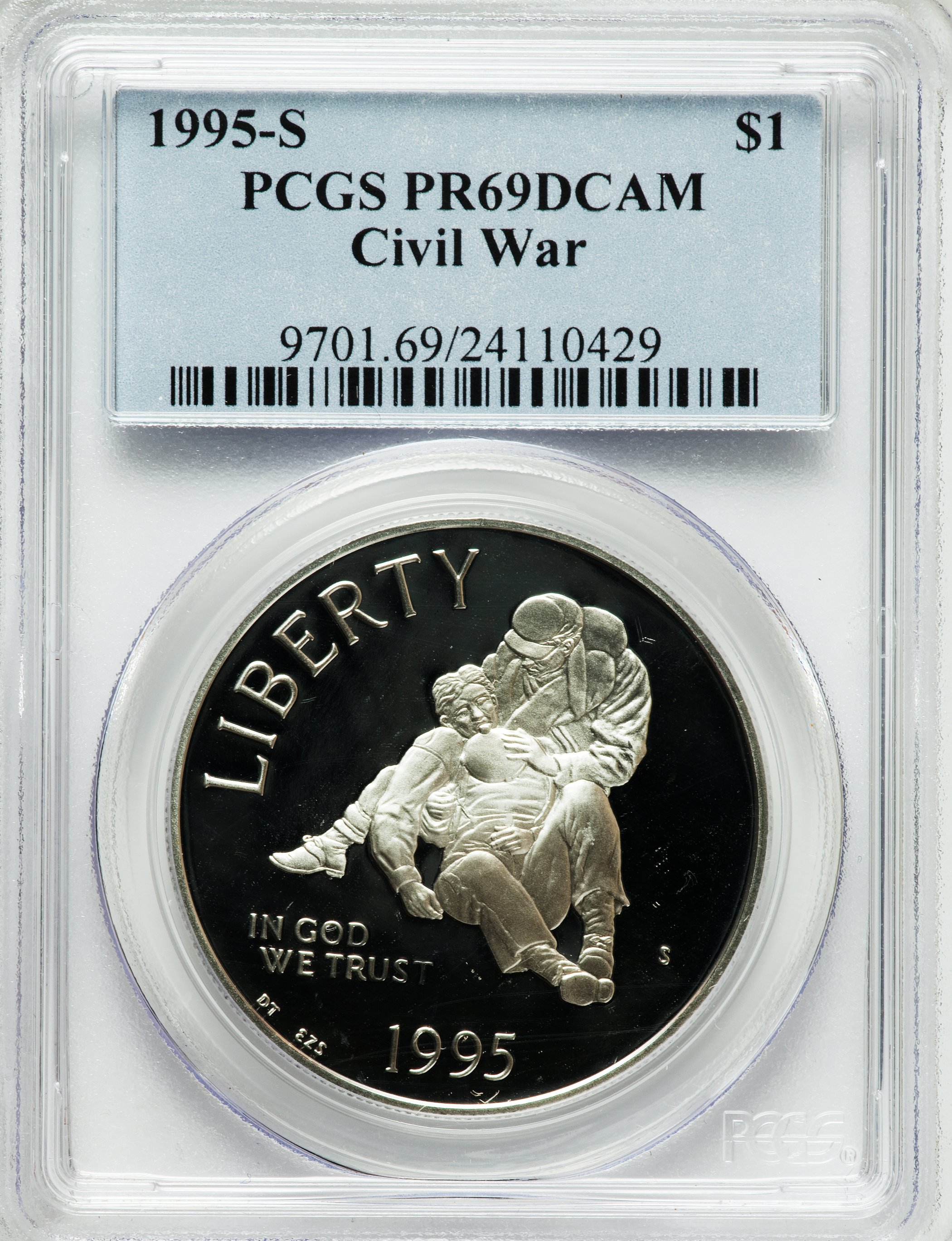 1995-S $1 Civil War Silver Dollar PR69 Deep Cameo PCGS. PCGS Population (2858/113). NGC Census: (4209/125). Numismedia Wsl...