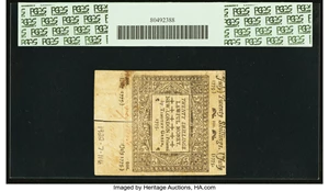 image for: Radar Serial Number Connecticut July 1, 1775 20s Slash Cancel PCGS Choice About New 58....