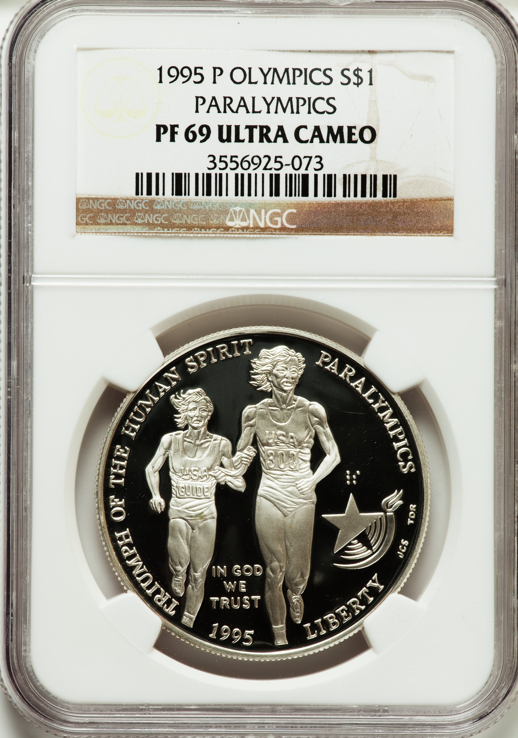 1995-P $1 Olympic/Paralympics Silver Dollar PR69 Ultra Cameo NGC. NGC Census: (1406/40). PCGS Population (1955/71). Numism...
