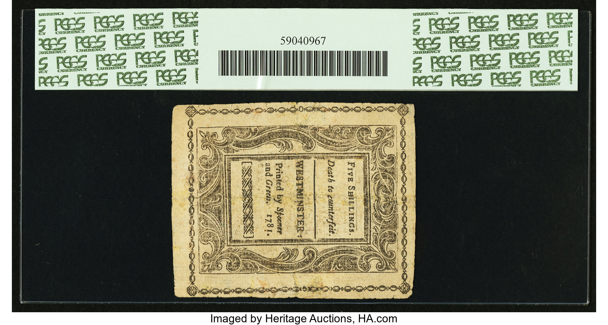 image for: Vermont February 1781 5s PCGS Apparent Very Fine 30....