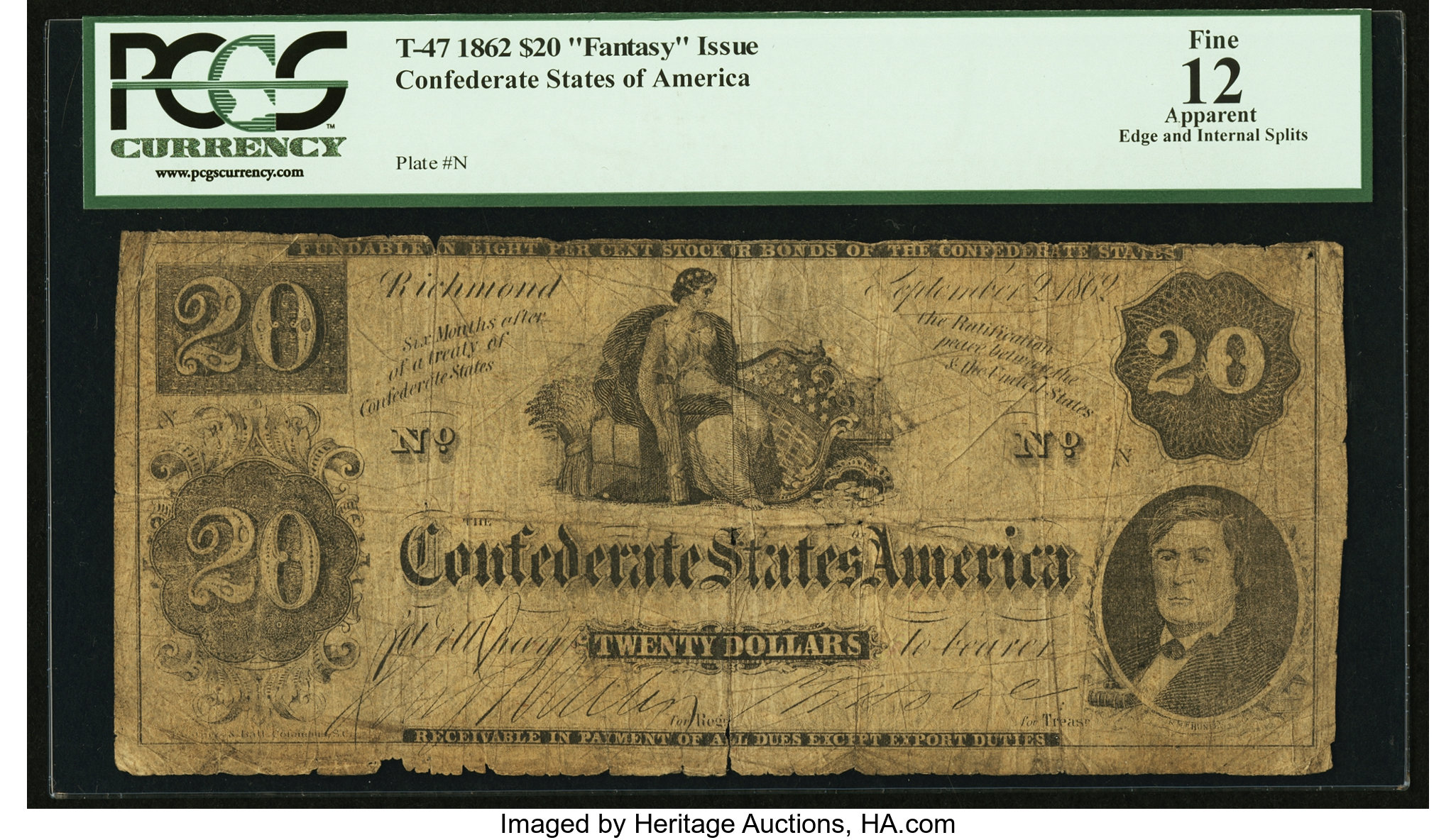 image for: T47 $20 1862 PF-2 Cr. UNL....