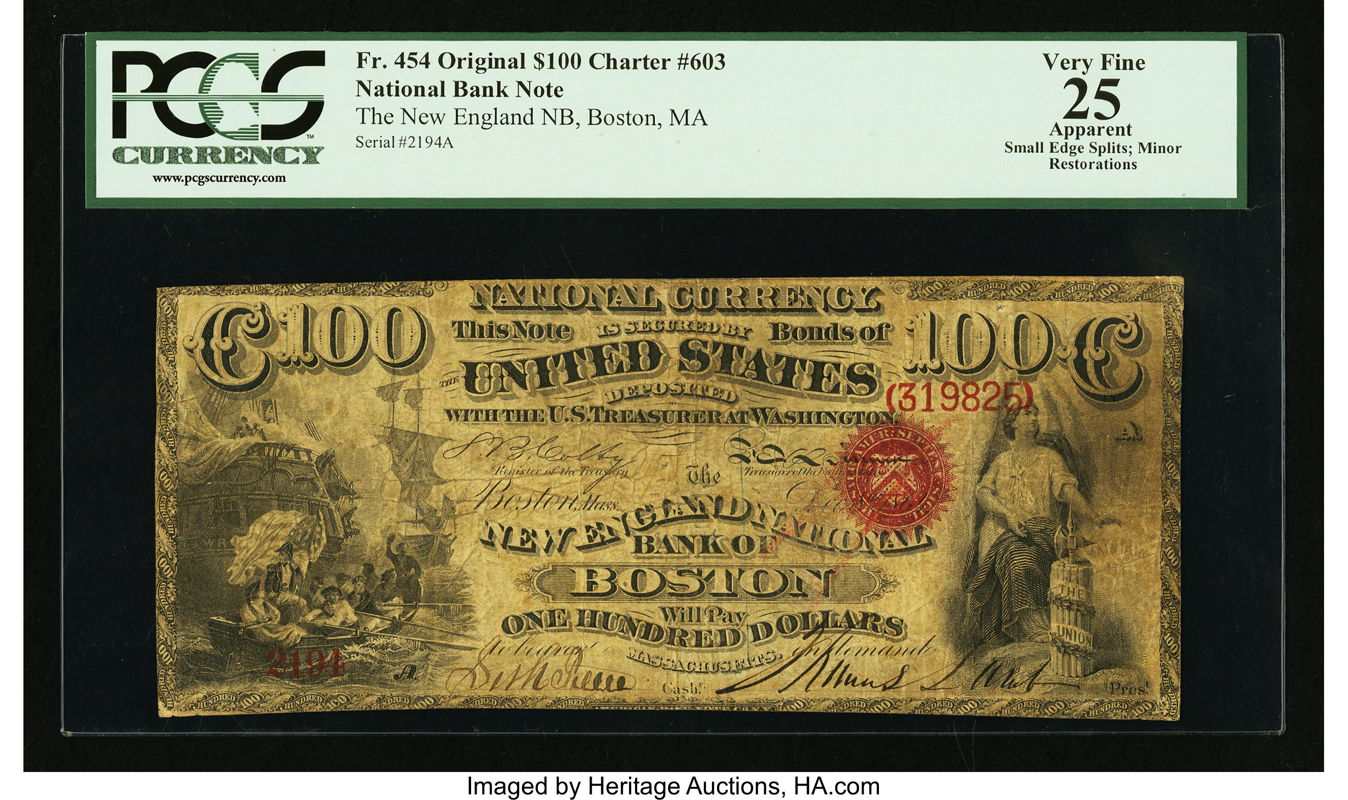 image for: Boston, MA - $100 Original Fr. 454 The New England NB Ch. # 603...