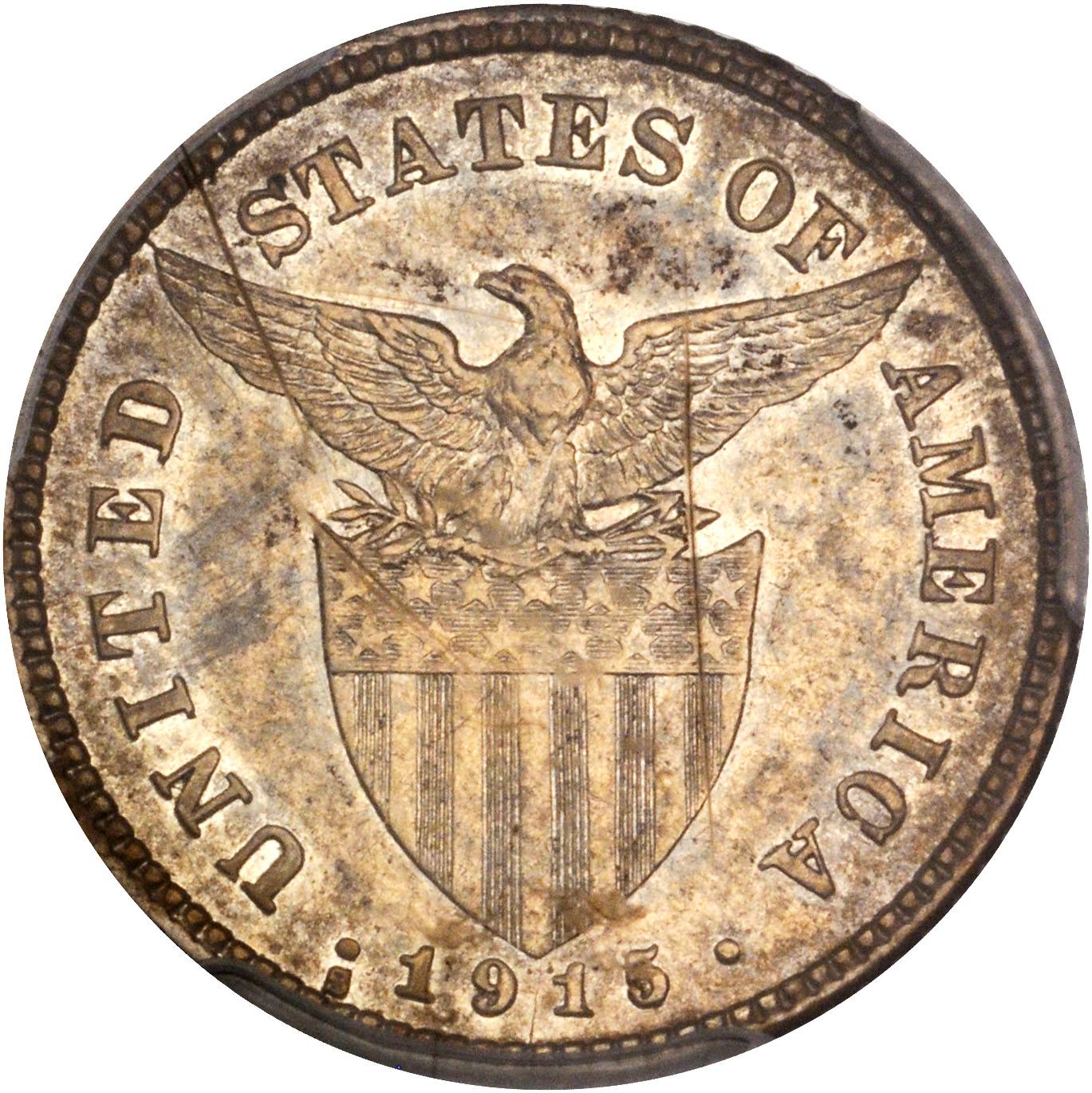 image for: PHILIPPINES. 20 Centavos, 1915-S. PCGS AU-55 Secure Holder.