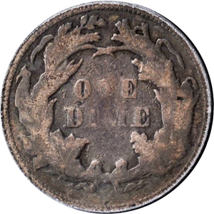 image for: 1873 Liberty Seated Dime. Arrows. Fortin-103, FS-101. Rarity-6. Doubled Die Obverse, Misplaced Date. VG-8 (PCGS).
