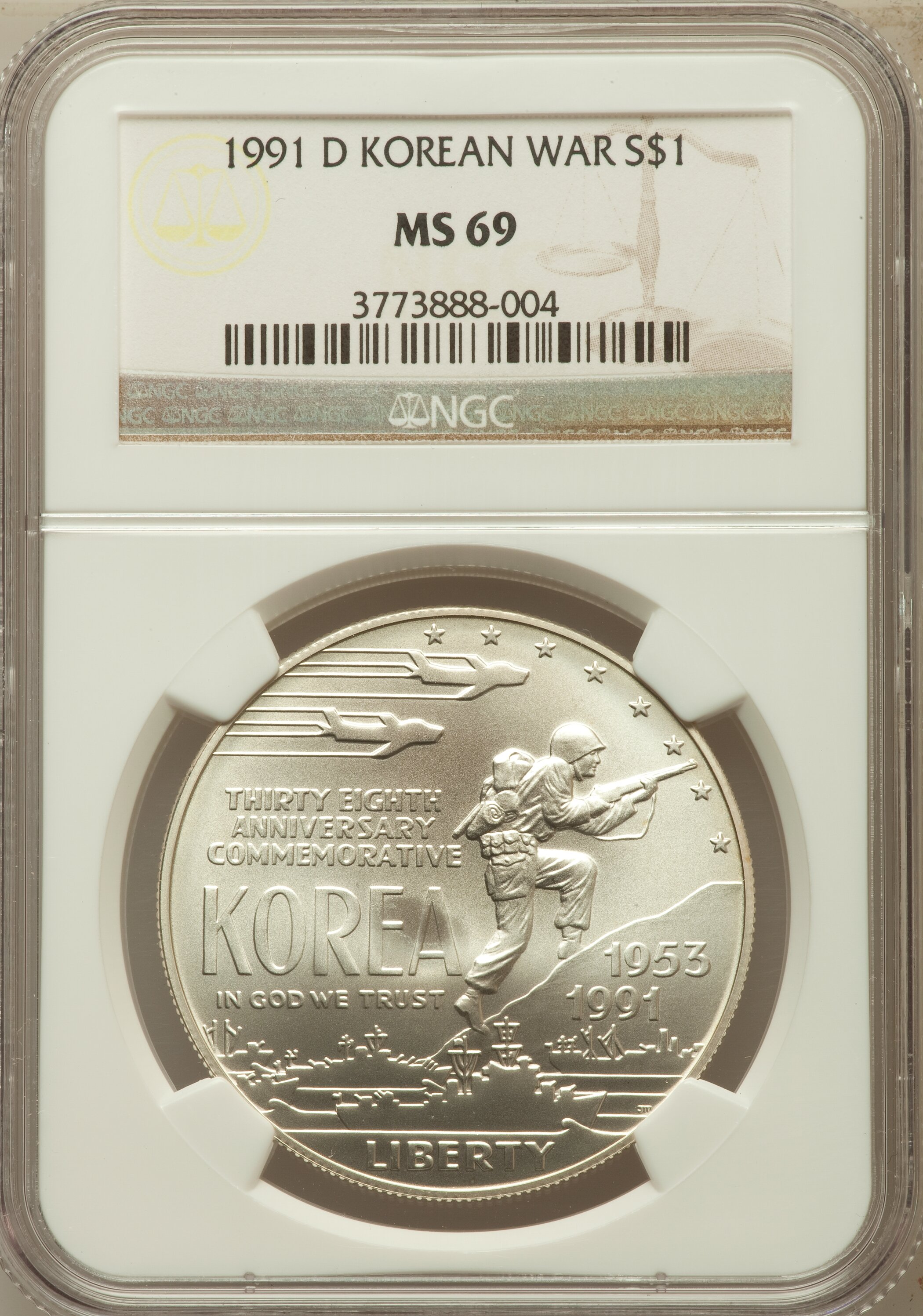 1991 D Korean War Memorial Silver dollar MS Values | Greysheet