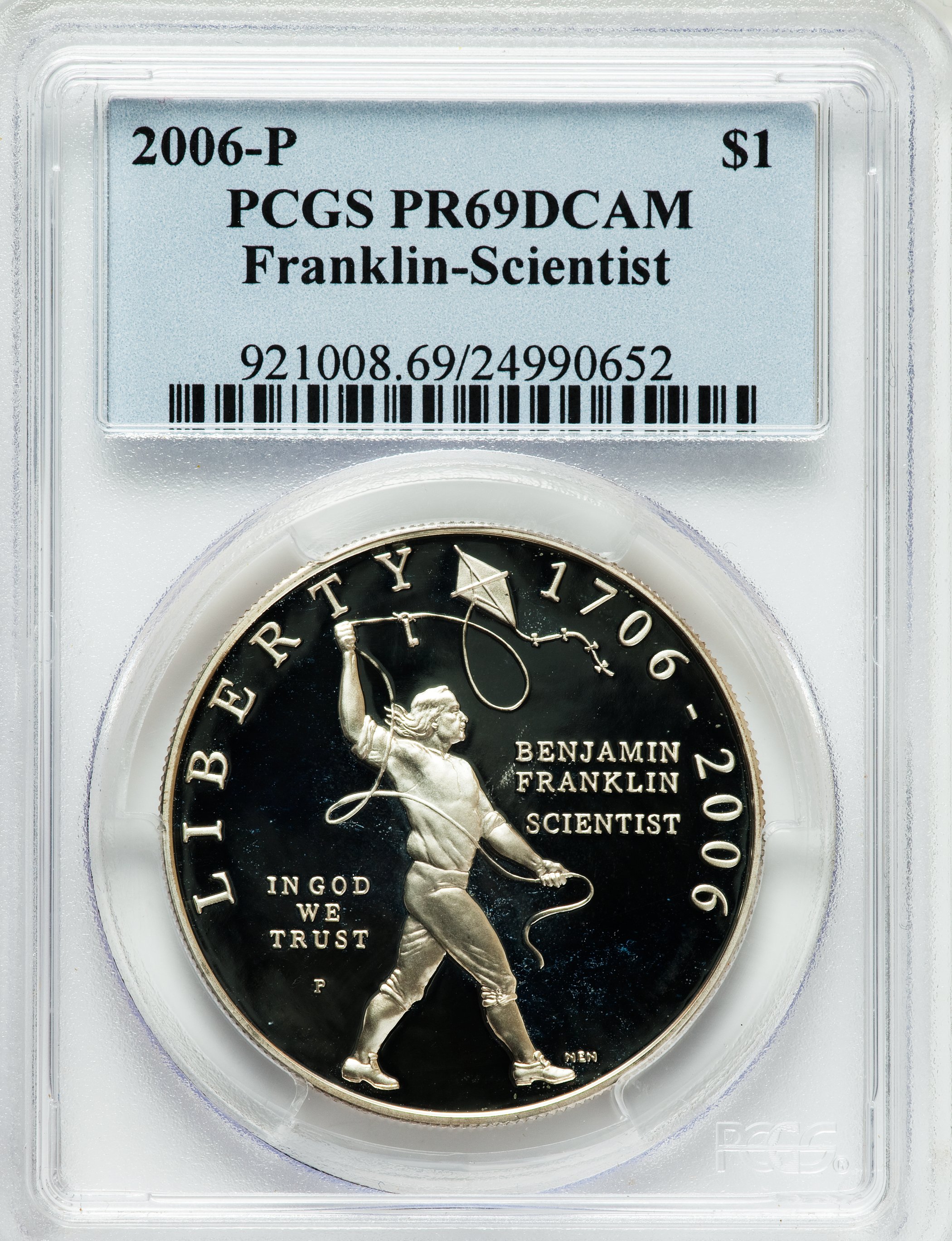 2006-P $1 Ben Franklin, Scientist PR69 Deep Cameo PCGS. PCGS Population (2354/271). NGC Census: (5519/4062). Numismedia Ws...