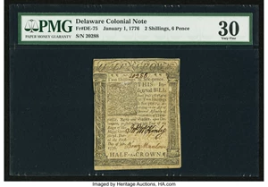 image for: Delaware January 1, 1776 2s 6d PMG Very Fine 30....