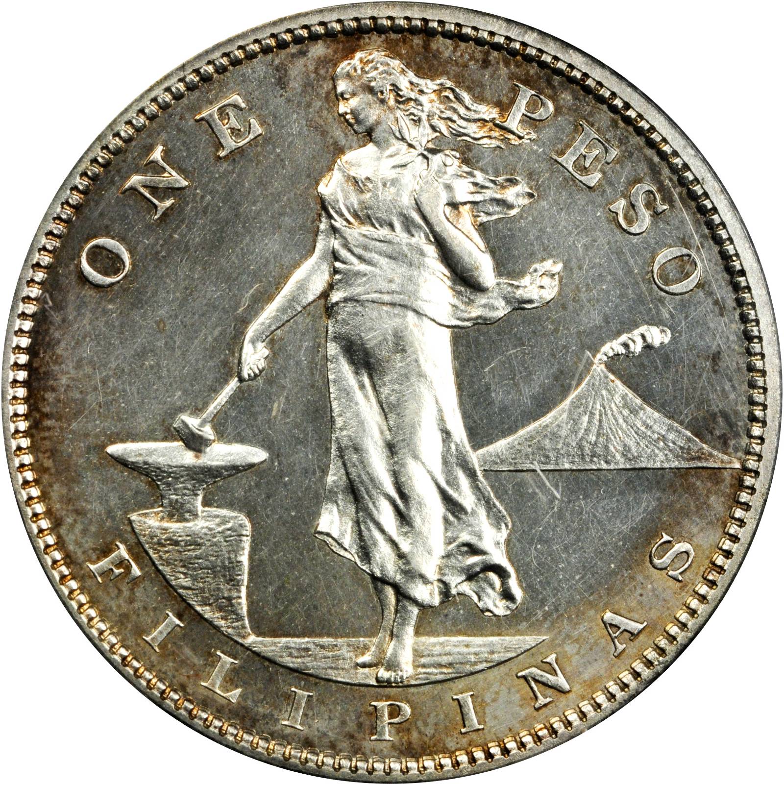 image for: PHILIPPINES. Peso, 1908. PCGS PROOF-63.