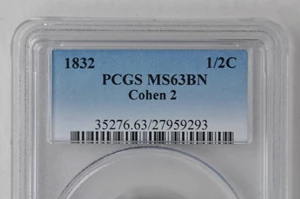 image for: 1832 Classic Half Cent. C-2. Rarity-1. Manley Die State 3.0. MS-63 BN (PCGS).