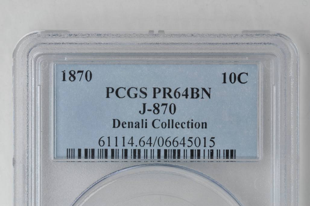 image for: 1870 Pattern Dime. Judd-870, Pollock-966. Rarity-7+. Copper. Plain Edge. Proof-64 BN (PCGS).