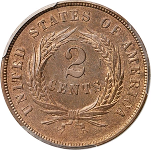image for: 1864 Two-Cent Piece. Small Motto. Proof-65 RB (PCGS).