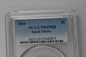 image for: 1864 Two-Cent Piece. Small Motto. Proof-65 RB (PCGS).