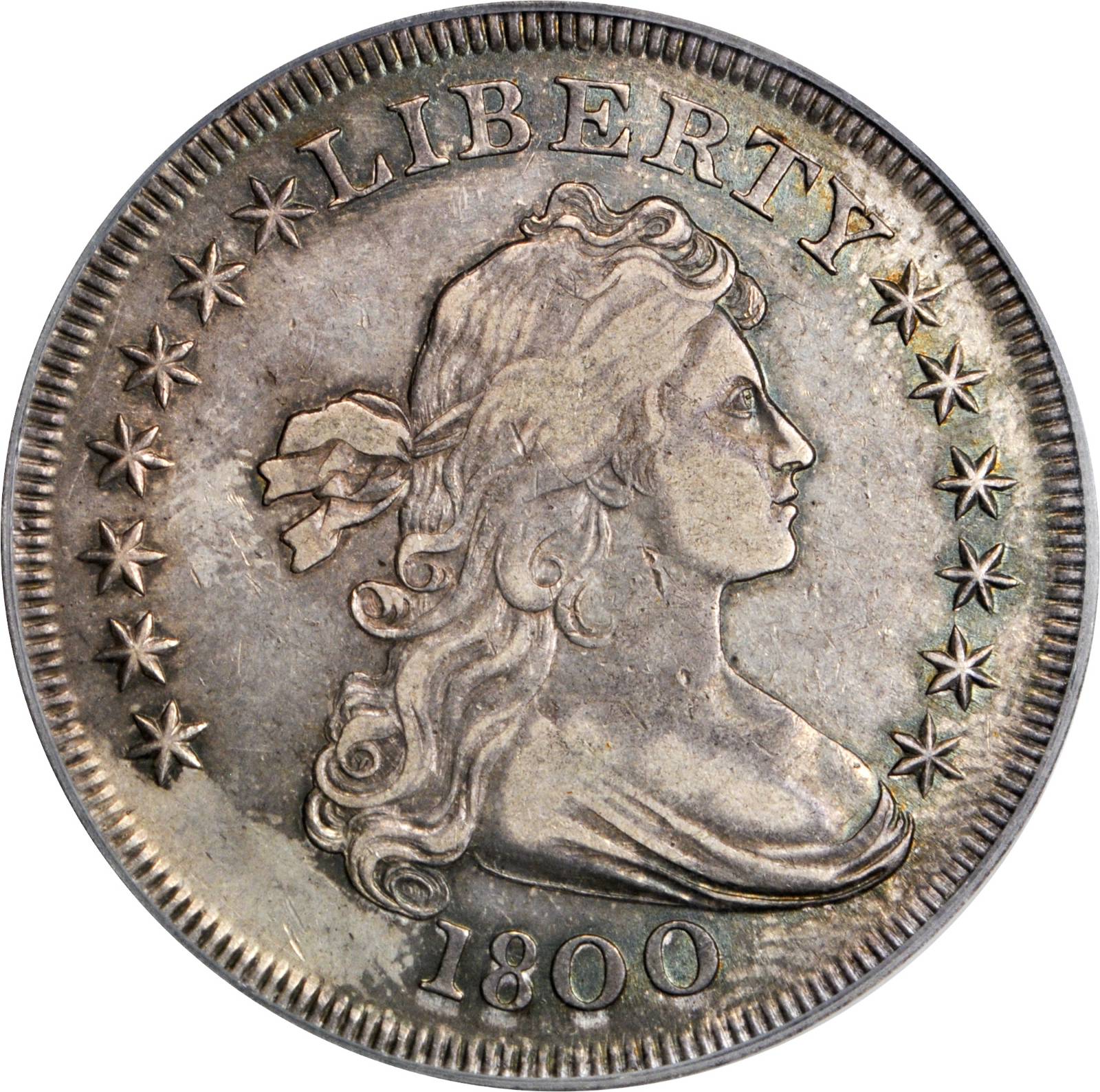 image for: 1800 Draped Bust Silver Dollar. B-15, BB-195. Rarity-4. 10 Arrows. EF-40 (PCGS).