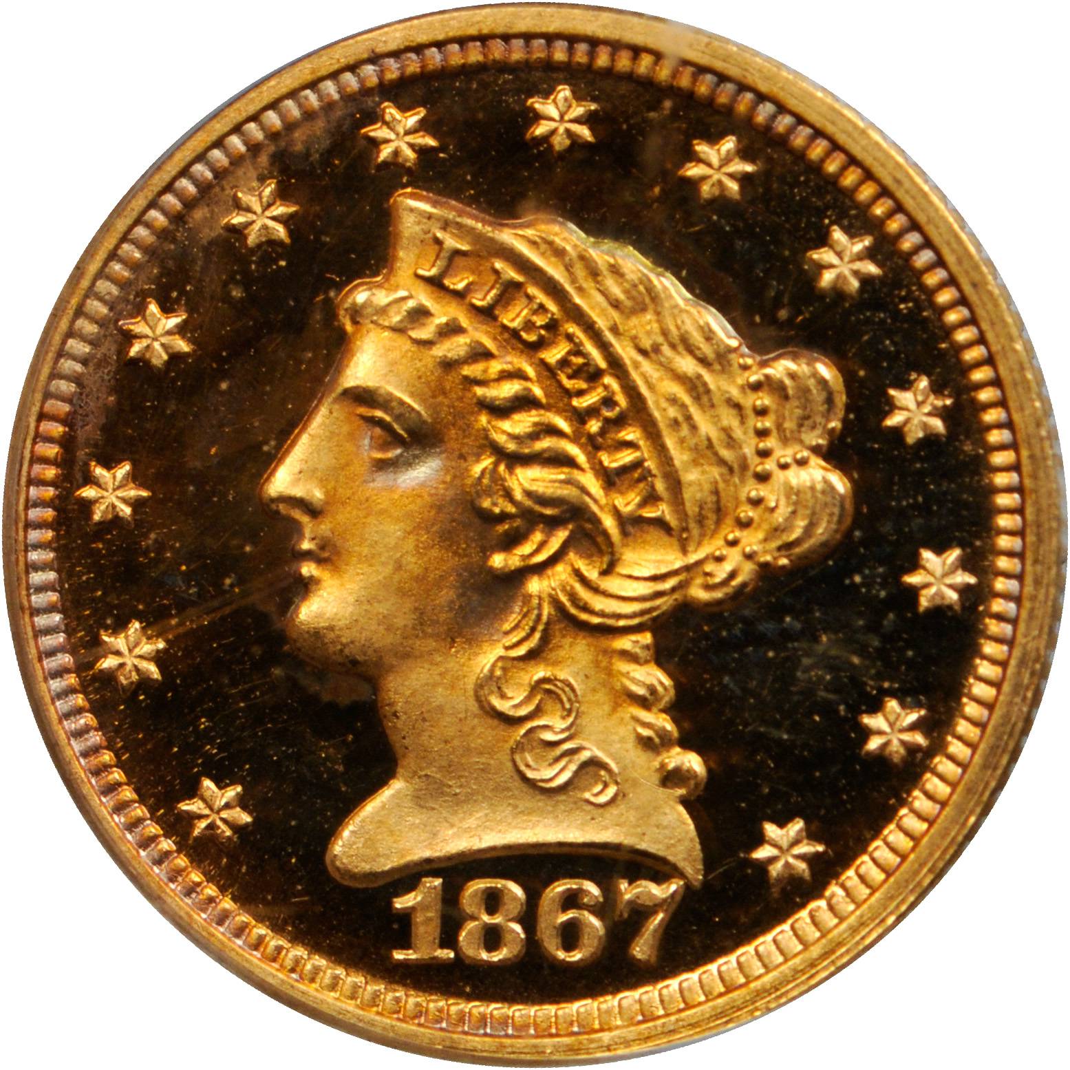 image for: 1867 Liberty Quarter Eagle. Proof-67 Deep Cameo (PCGS).