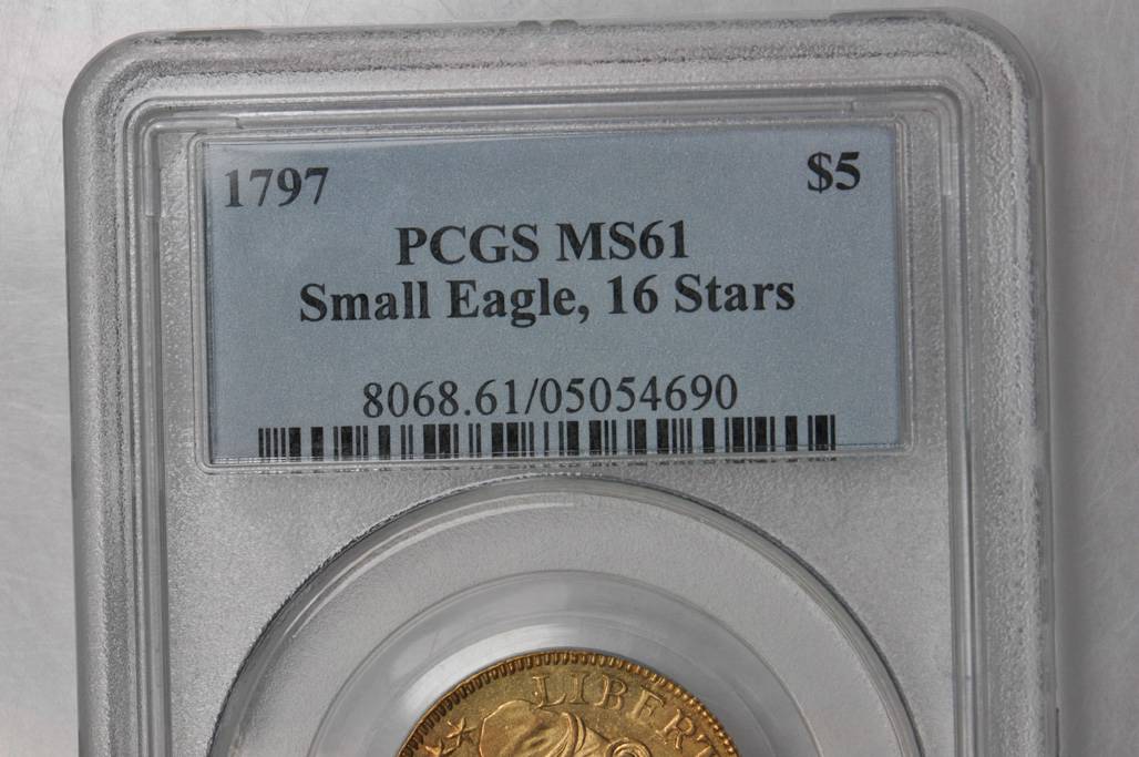 1797 $5  Small Eagle, 16 Stars Obverse MS60 thumbnail 8