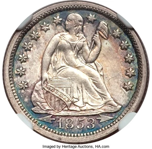 image for: 1853-O 10C Arrows MS64 NGC....