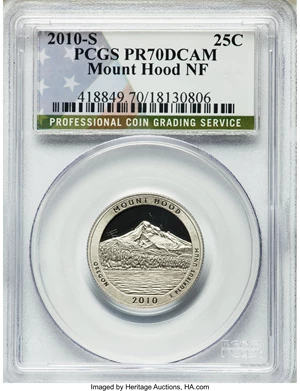 image for: 2010-S 25C Hot Springs PR 70 Deep Cameo PCGS, 2010-S 25C Yellowstone PR 70 Deep Cameo PCGS, 2010-S 25C ... (Total: 5 coins)