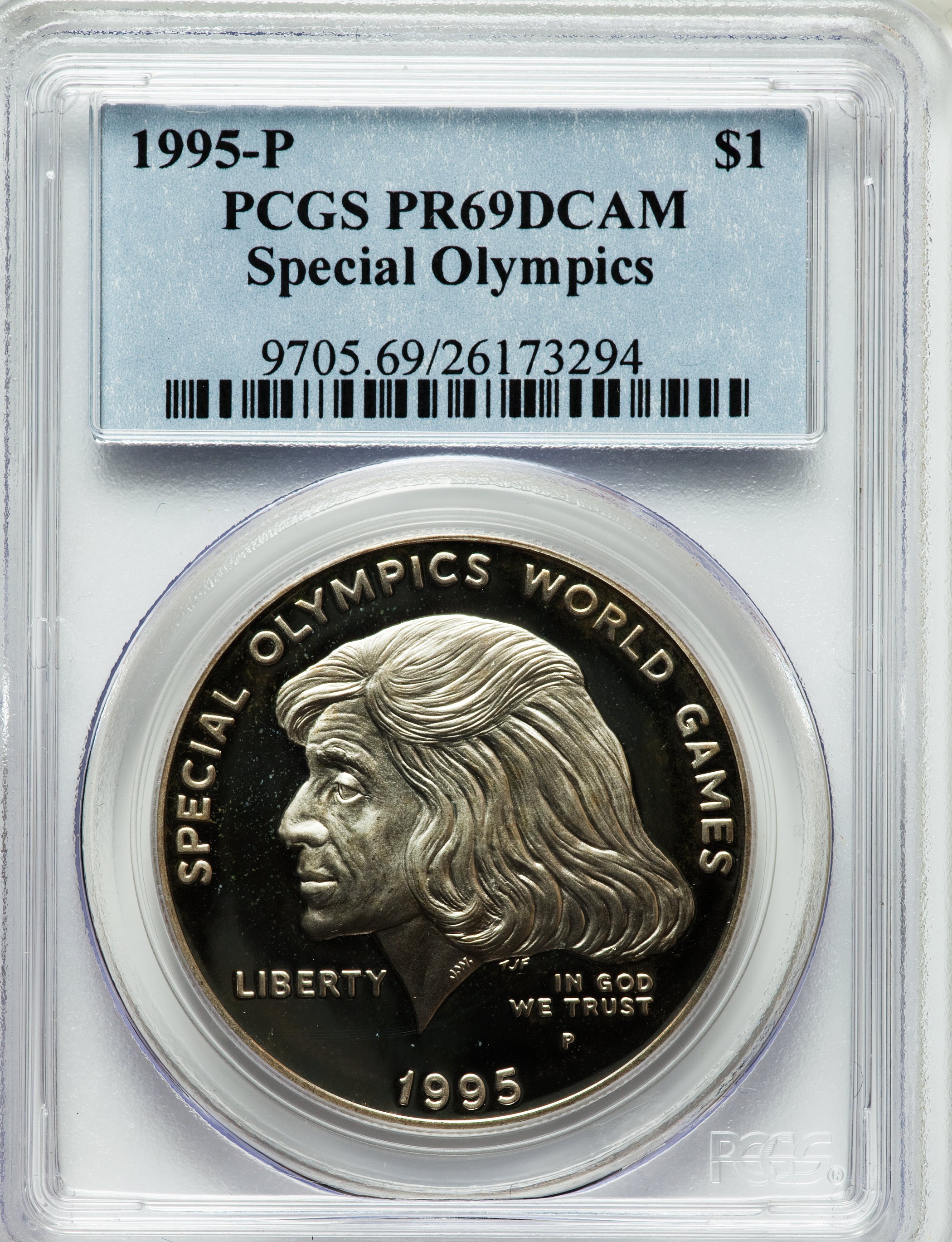 1995-P $1 Special Olympics Silver Dollar PR69 Deep Cameo PCGS. PCGS Population (1288/52). NGC Census: (1252/41). Numismedi...