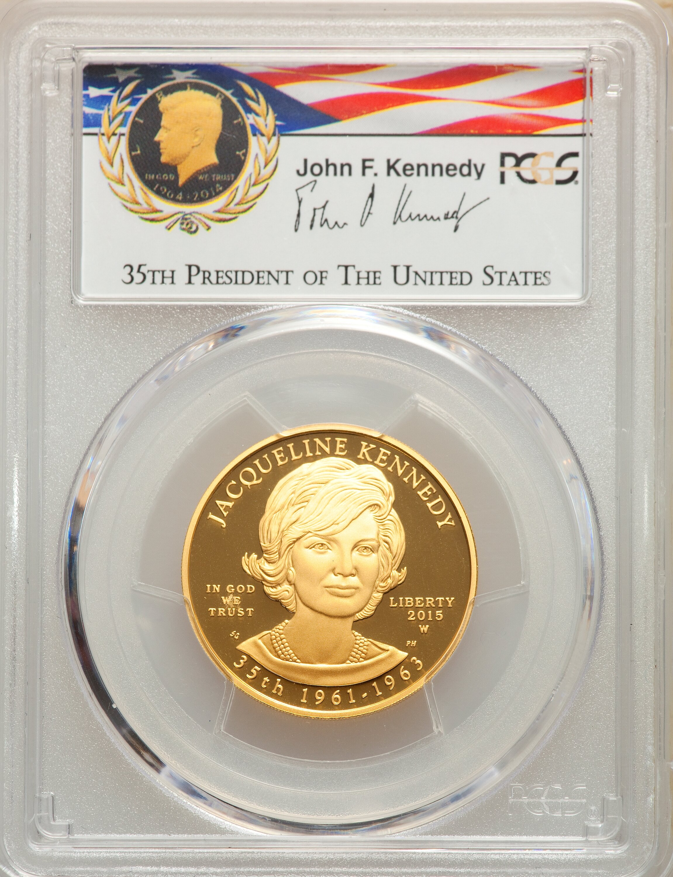 image for: 2015-W $10 Jacqueline Kennedy, First Strike PR70 Deep Cameo PCGS. PCGS Population: (439). NGC Census: (0). PR70....