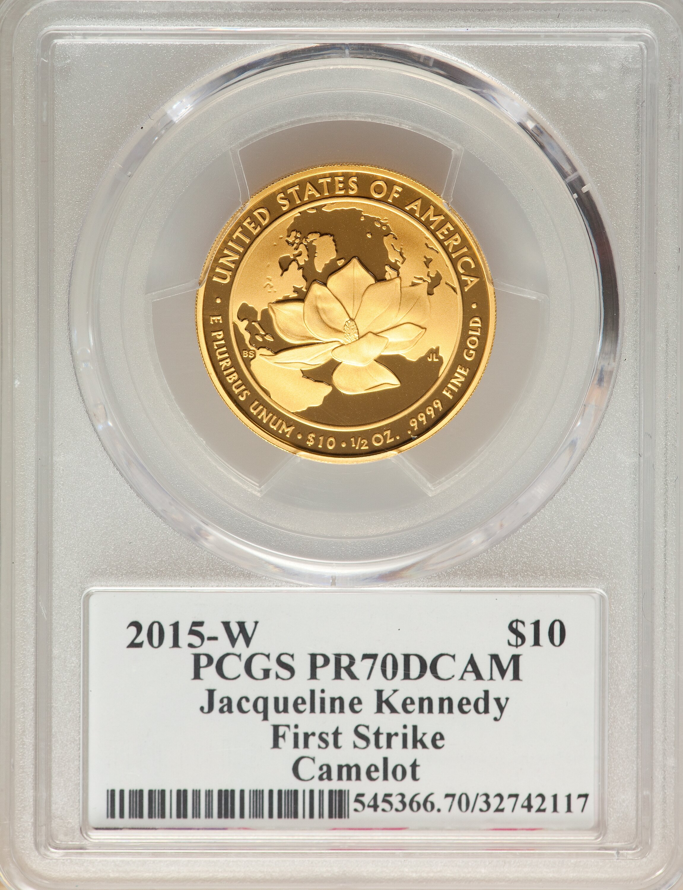 image for: 2015-W $10 Jacqueline Kennedy, First Strike PR70 Deep Cameo PCGS. PCGS Population: (439). NGC Census: (0). PR70....