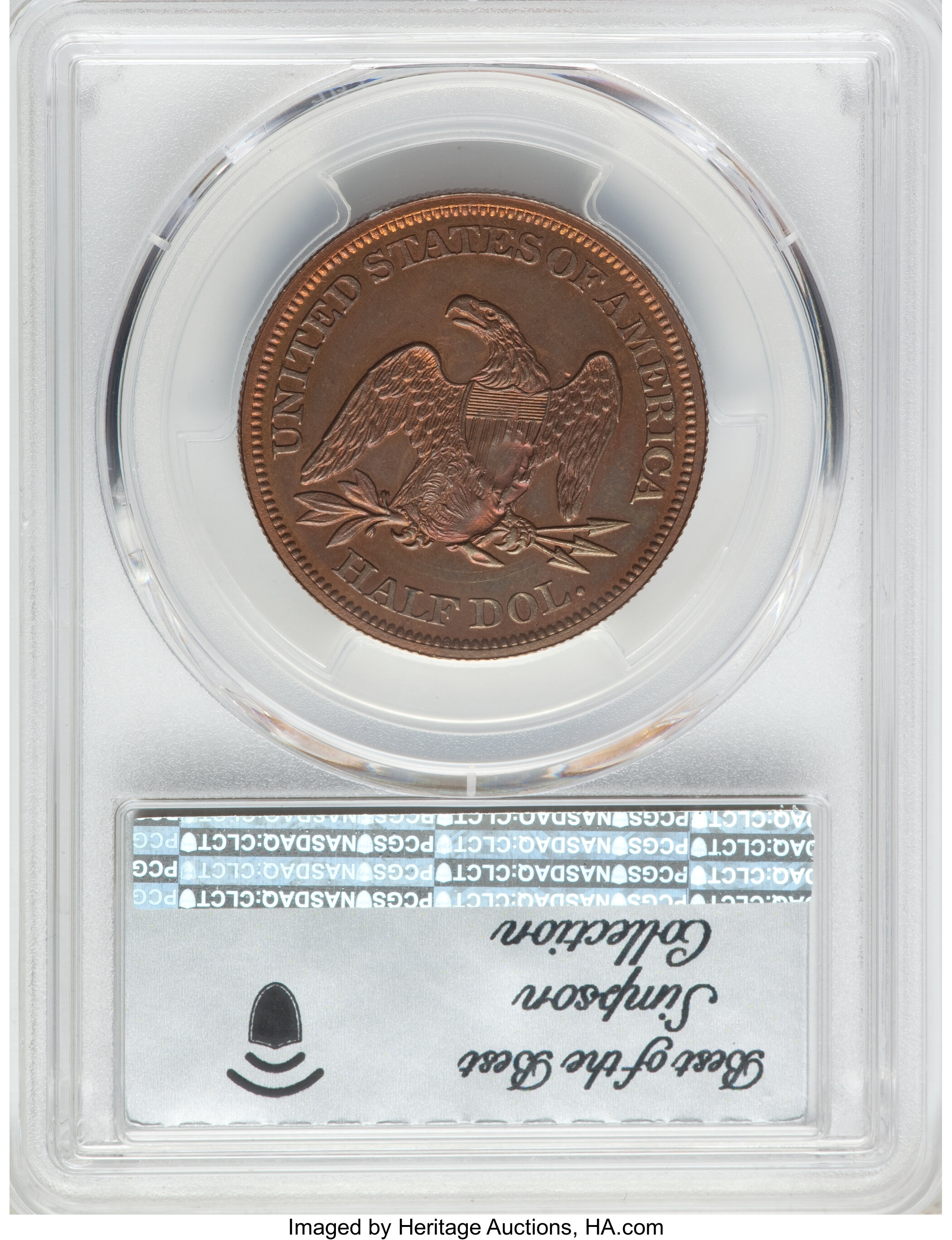 image for: 1859 P50C Half Dollar, Judd-244, Pollock-300, High R.7, PR65 Red and Brown PCGS....