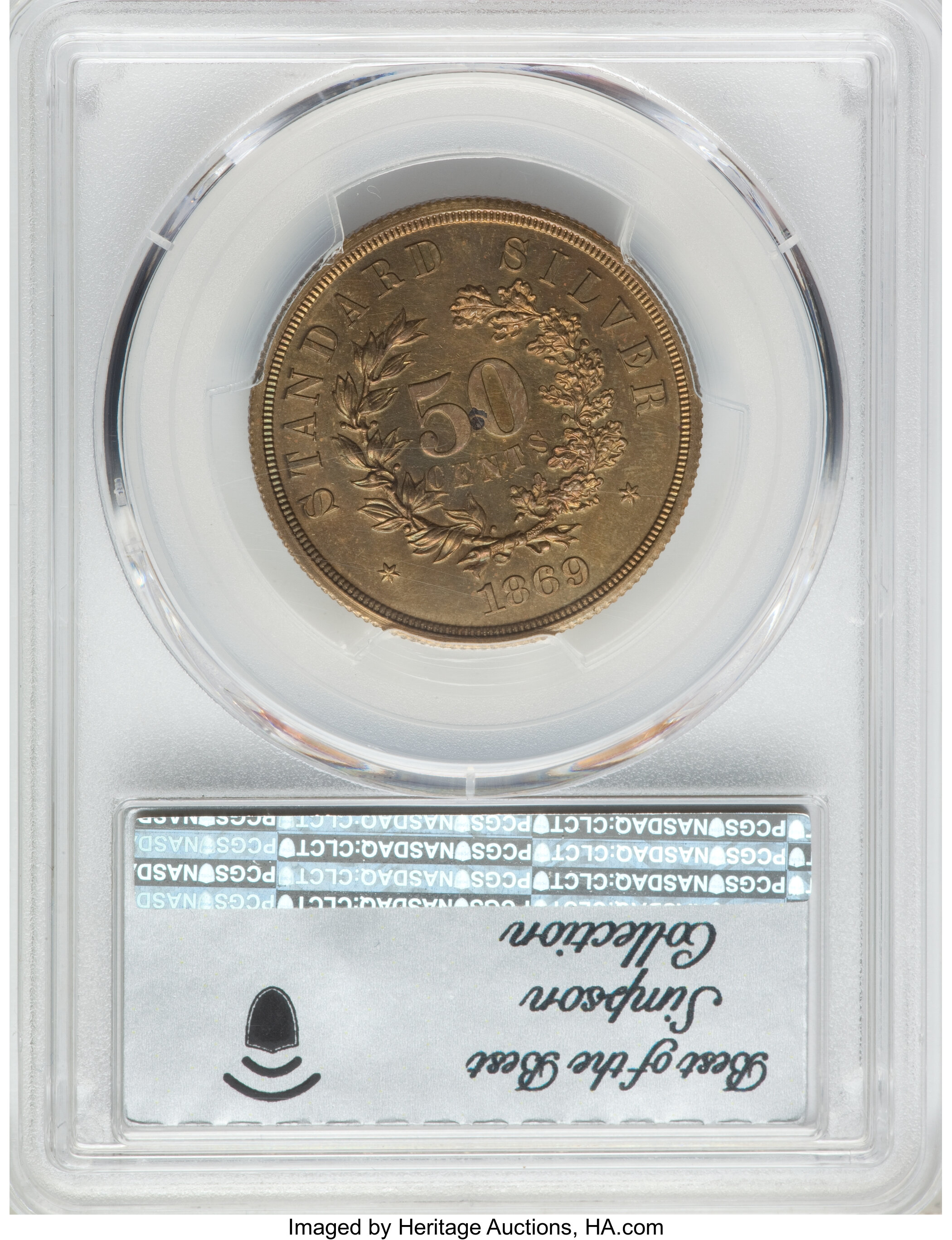 image for: 1869 50C Standard Silver Half Dollar, Judd-759A, Pollock-844, Unique, PR63 PCGS. CAC....