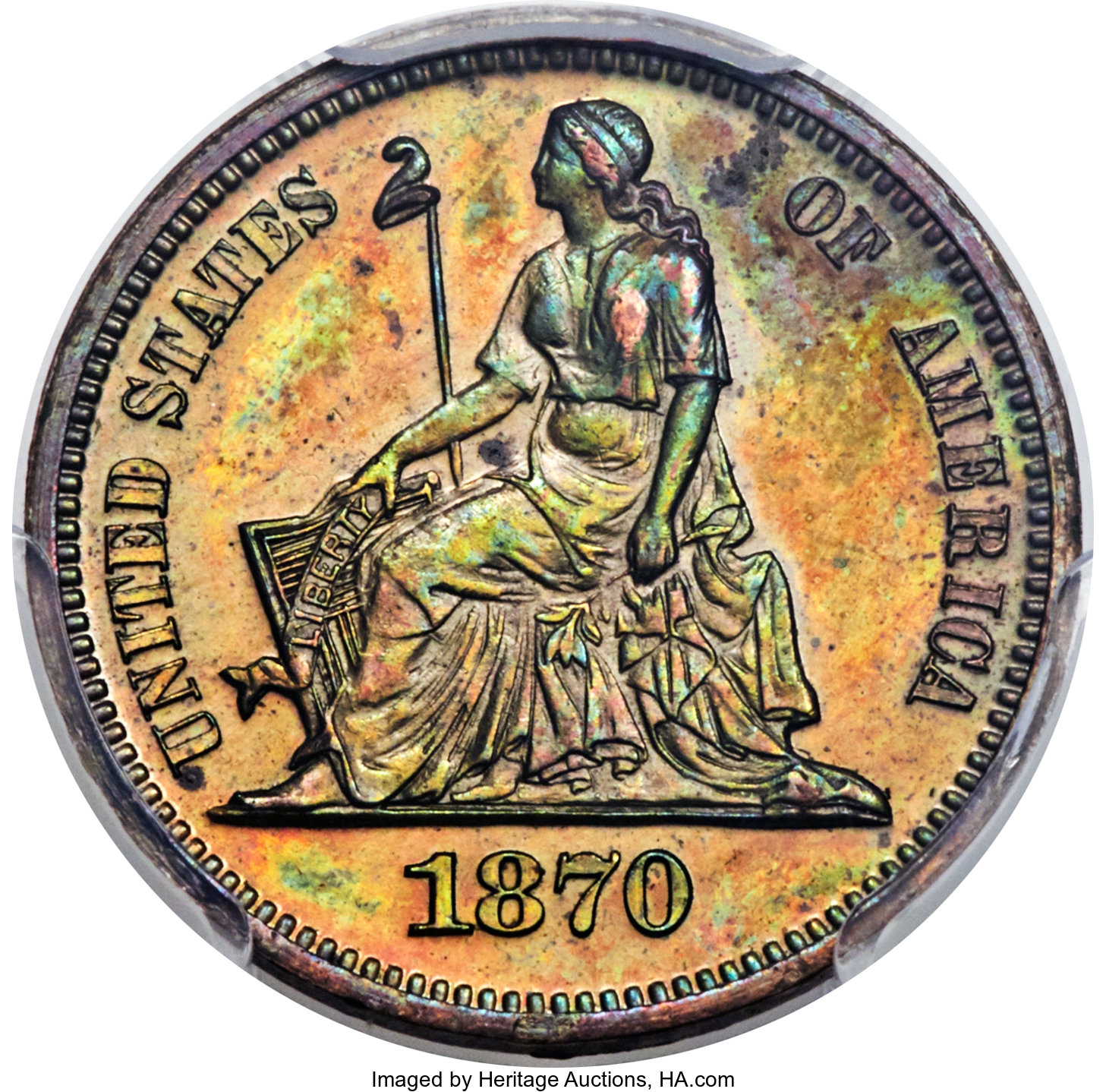 image for: 1870 10C Standard Silver Dime, Judd-828, Pollock-918, High R.6, PR64 Brown PCGS....