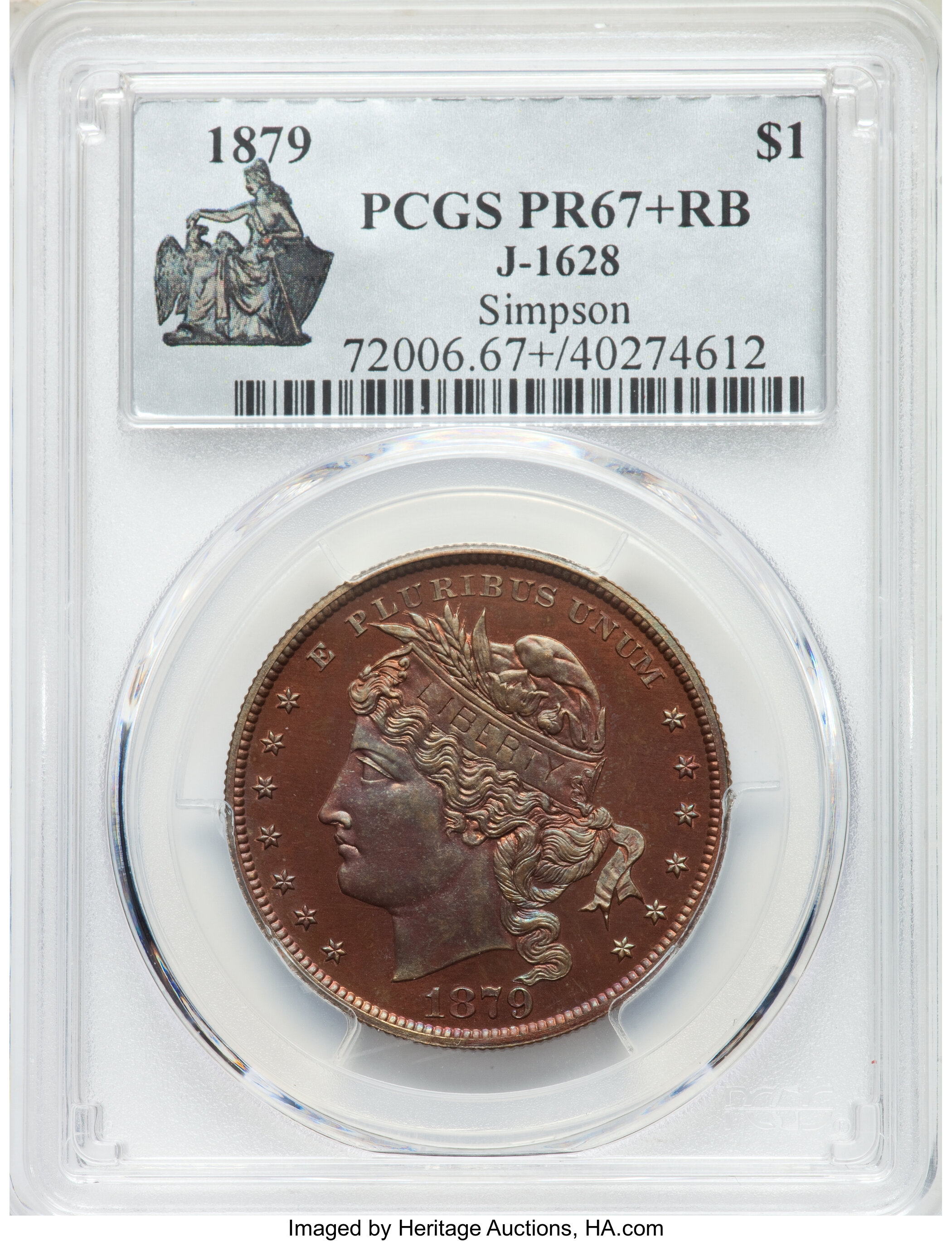 image for: 1879 $1 Goloid Metric Dollar, Judd-1628, Pollock-1824, Low R.7, PR67+ Red and Brown PCGS....