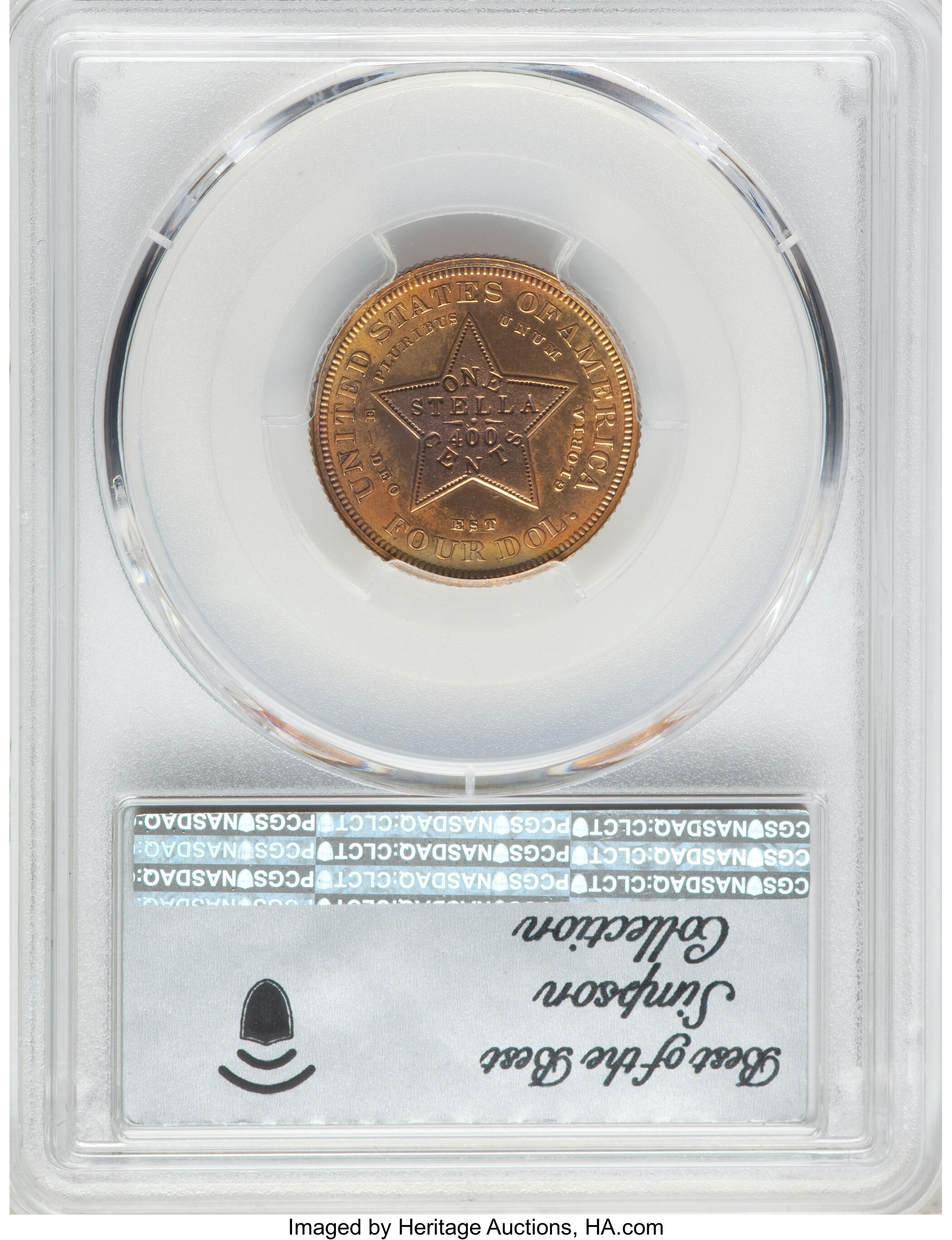 image for: 1880 $4 Flowing Hair Stella, Judd-1658, Pollock-1858, High R.6, Gilt, PR62 PCGS....