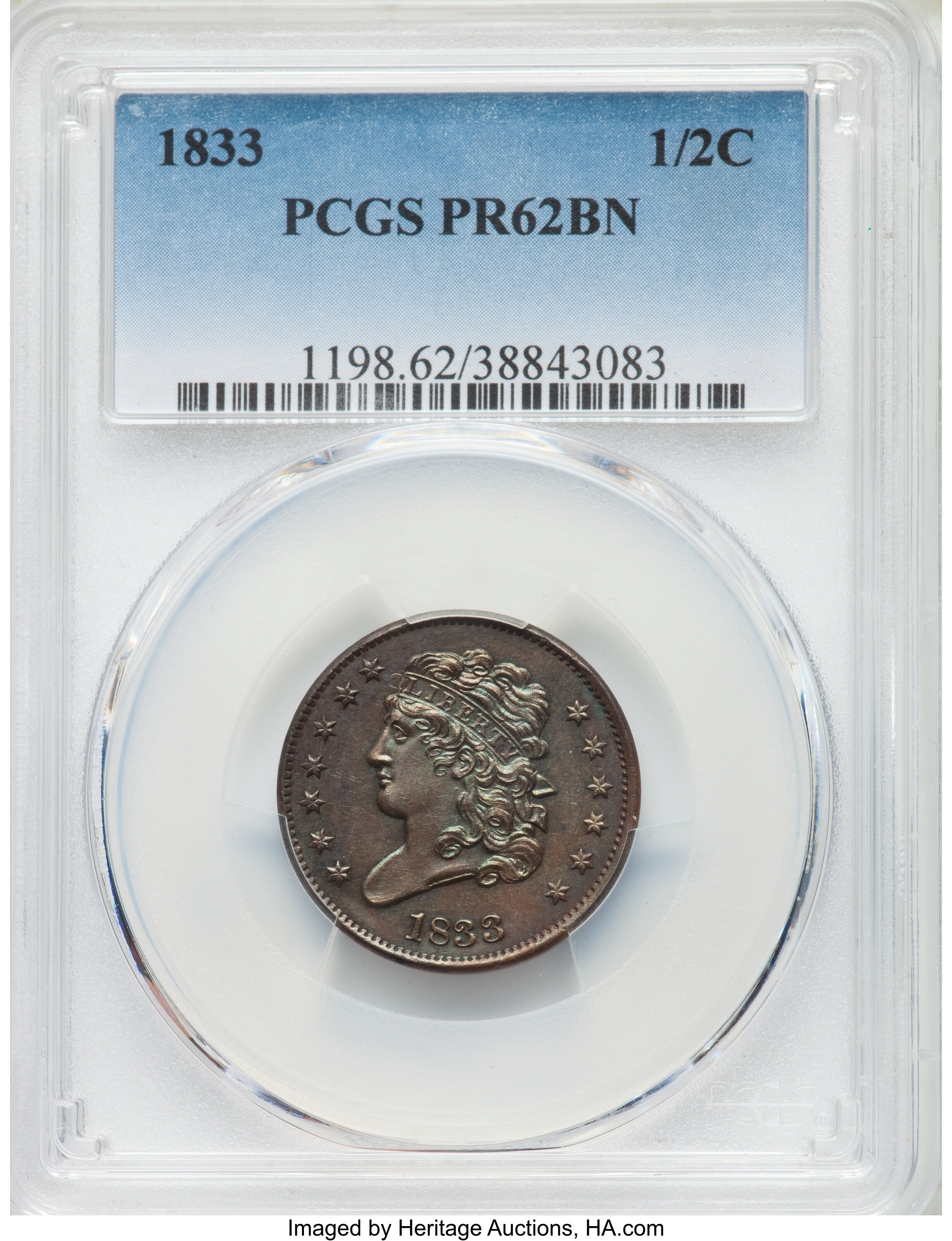 Classic Head Half Cent 1/2c 1831-1836 PR BN [Type] PR62 BN thumbnail 4