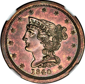 image for: 1840 1/2 C Original PR63+ Brown NGC. B-1, R.5....
