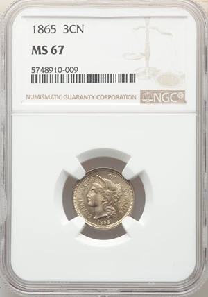 image for: 1865 3CN MS67 NGC....