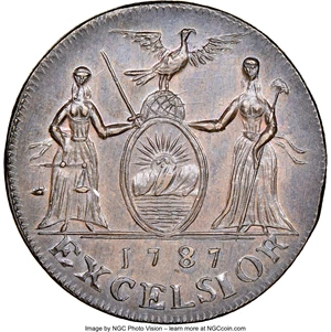 image for: 1787 N YORK New York Excelsior Copper, Indian and New York Arms, W-5795, High R.6, MS64 Brown NGC. ...