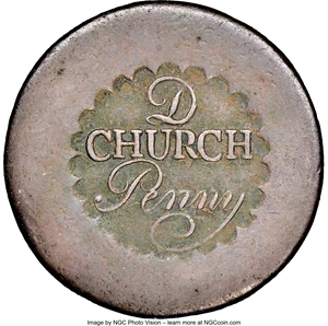 image for: (1790) Albany Church Penny, D Above CHURCH, VF35 NGC. Breen-1170, W-8500, R.7....
