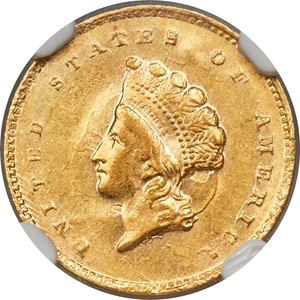 image for: 1855-C G$1 MS62+ NGC. Variety 2....