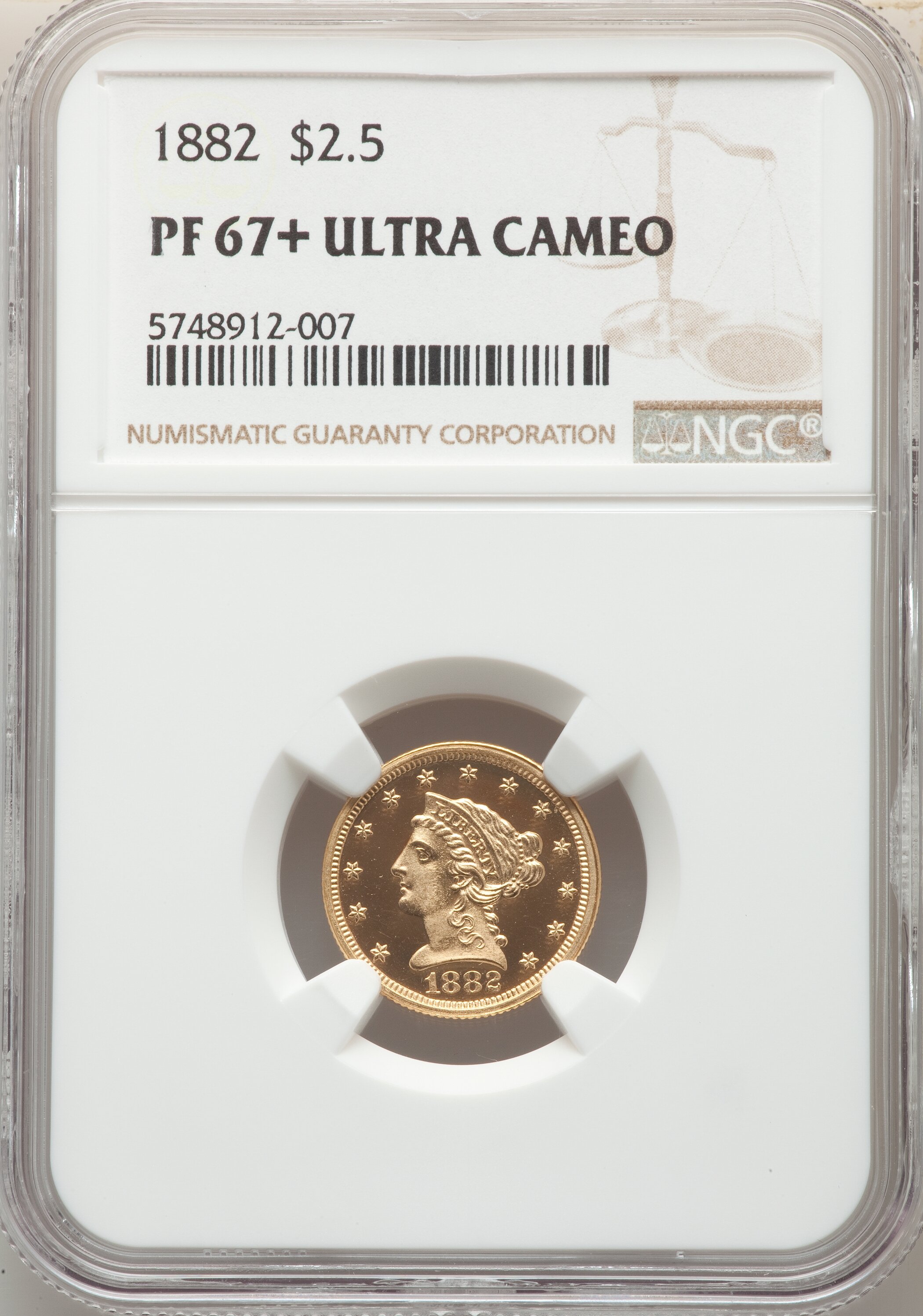 image for: 1882 $2 1/2 PR67+ Ultra Cameo NGC. JD-1, R.6....