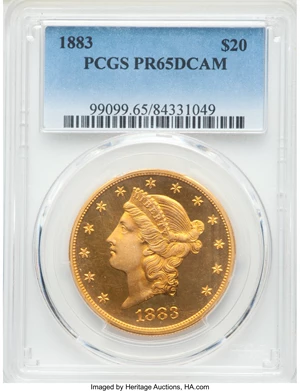 image for: 1883 $20 PR65 Deep Cameo PCGS. JD-1, High R.5....