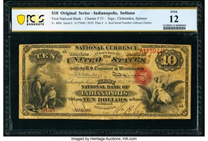 image for: Indianapolis, IN - $10 Original Fr. 409a The First National Bank Ch. # 55 PCGS Banknote Fine 12....