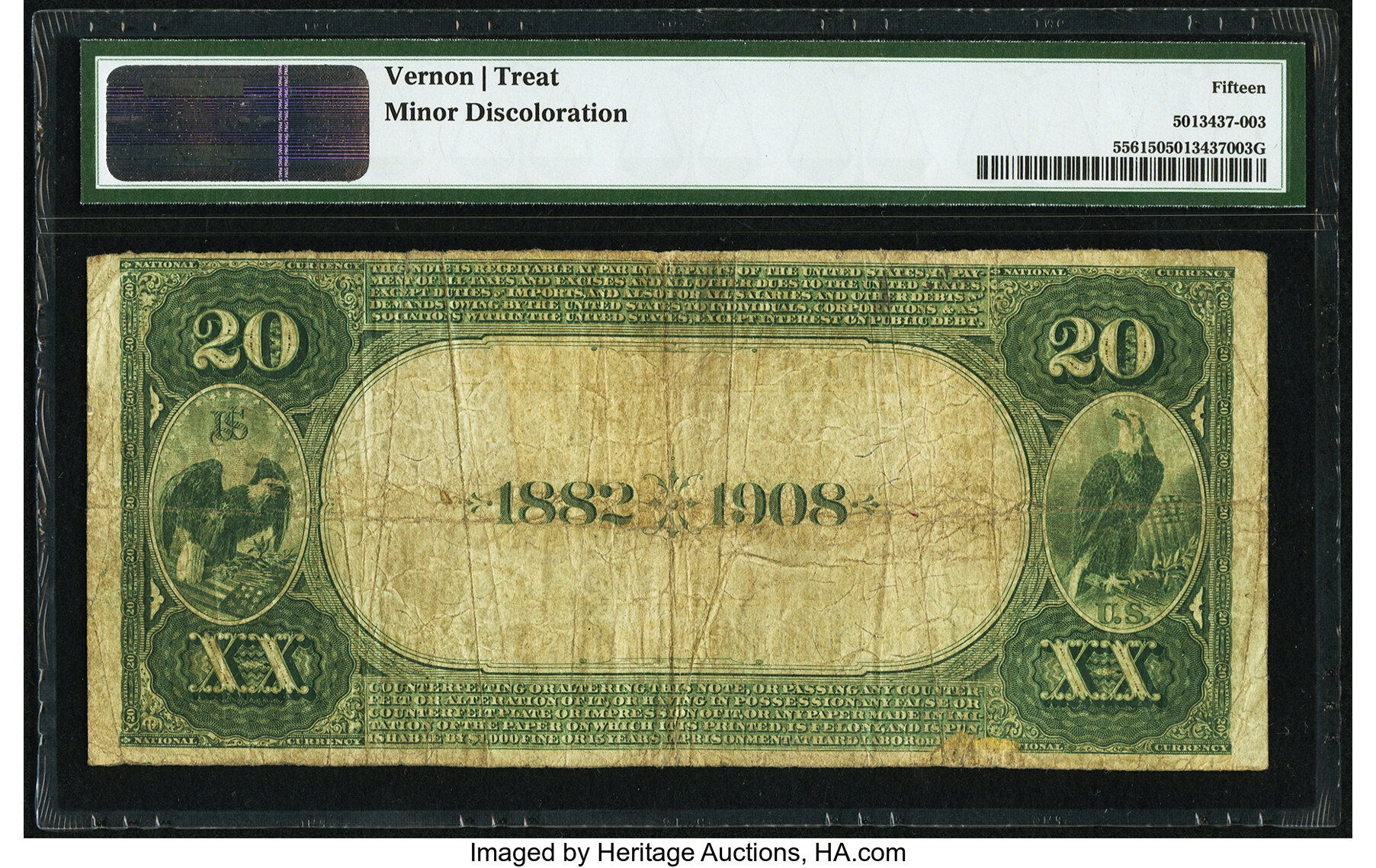 image for: Norman, OK - $20 1882 Date Back Fr. 556 The First National Bank Ch. # (W)5248 PMG Choice Fine 15....