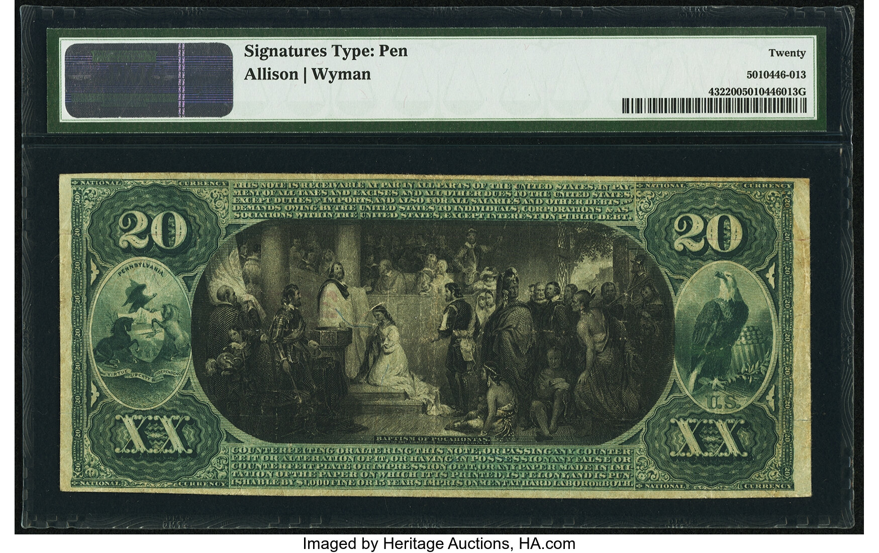 image for: Pittsburgh, PA - $20 1875 Fr. 432 The Duquesne National Bank Ch. # 2278 PMG Very Fine 20....