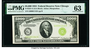 image for: Fr. 2221-G $5,000 1934 Federal Reserve Note. PMG Choice Uncirculated 63....