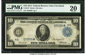 image for: Fr. 916* $10 1914 Federal Reserve Note PMG Very Fine 20....