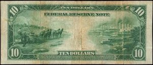 image for: Fr. 915A. 1914 $10 Federal Reserve Note. Philadelphia. Very Fine.