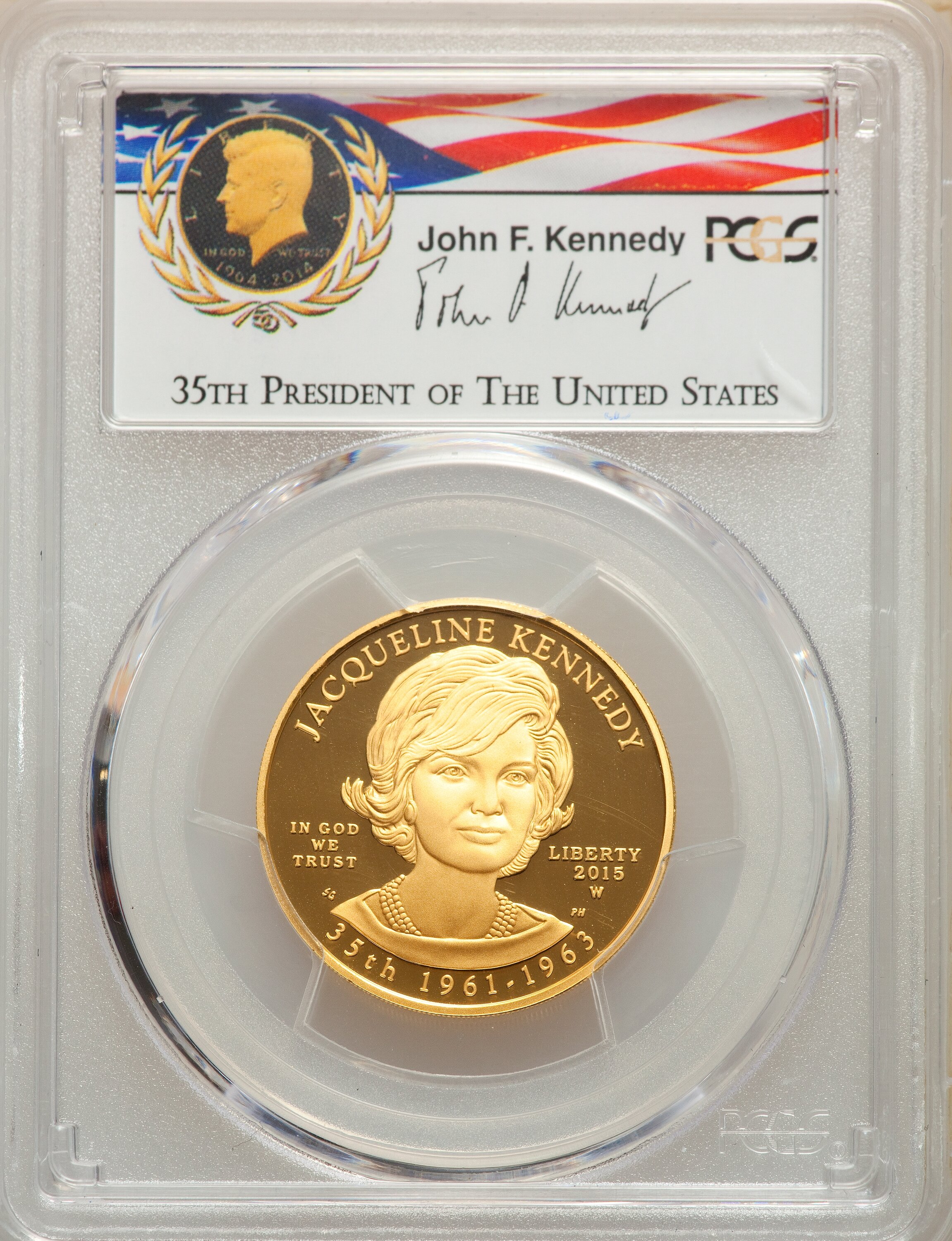 image for: 2015-W $10 Jacqueline Kennedy, First Strike PR70 Deep Cameo PCGS. PCGS Population: (439). NGC Census: (0). PR70....